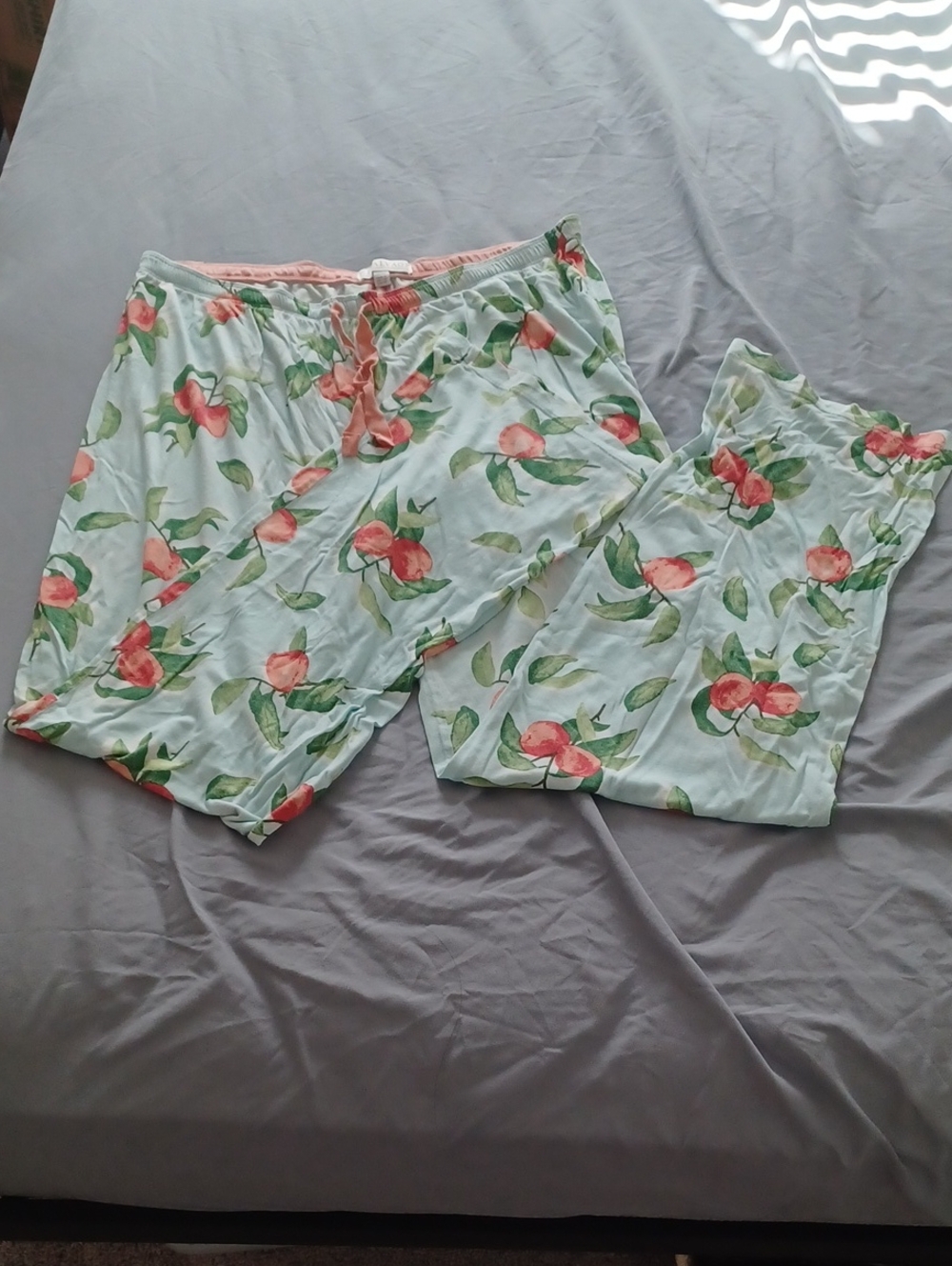 P.J. Salvage Mint Green Lounge Pants with Coral Floral Print Medium